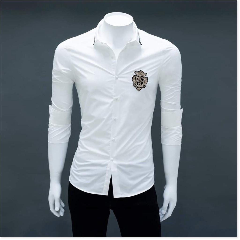 ÁO SƠ MI LỤA KHÔNG NHĂN,2 MÀU SANG TRỌNG,HỌA TIẾT LOGO ÁO SIÊU NGẦU KHÁNH AN FASHION