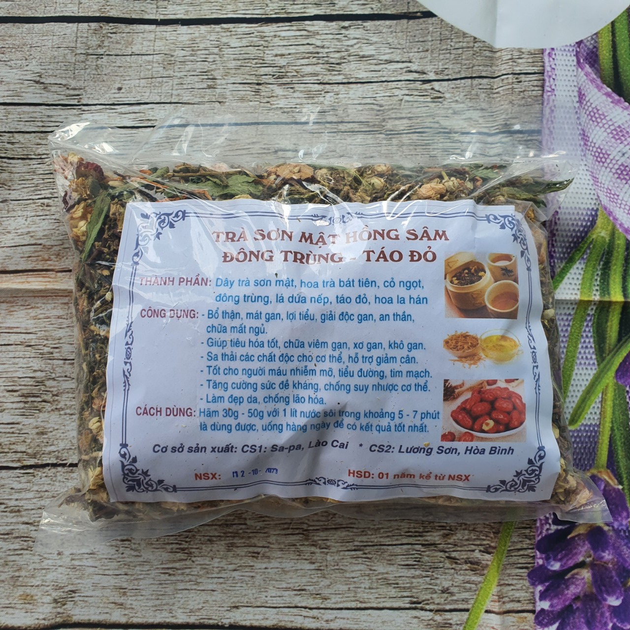 Trà Sơn Mật Hồng Sâm Đông Trùng Táo Đỏ-Túi 500Gr