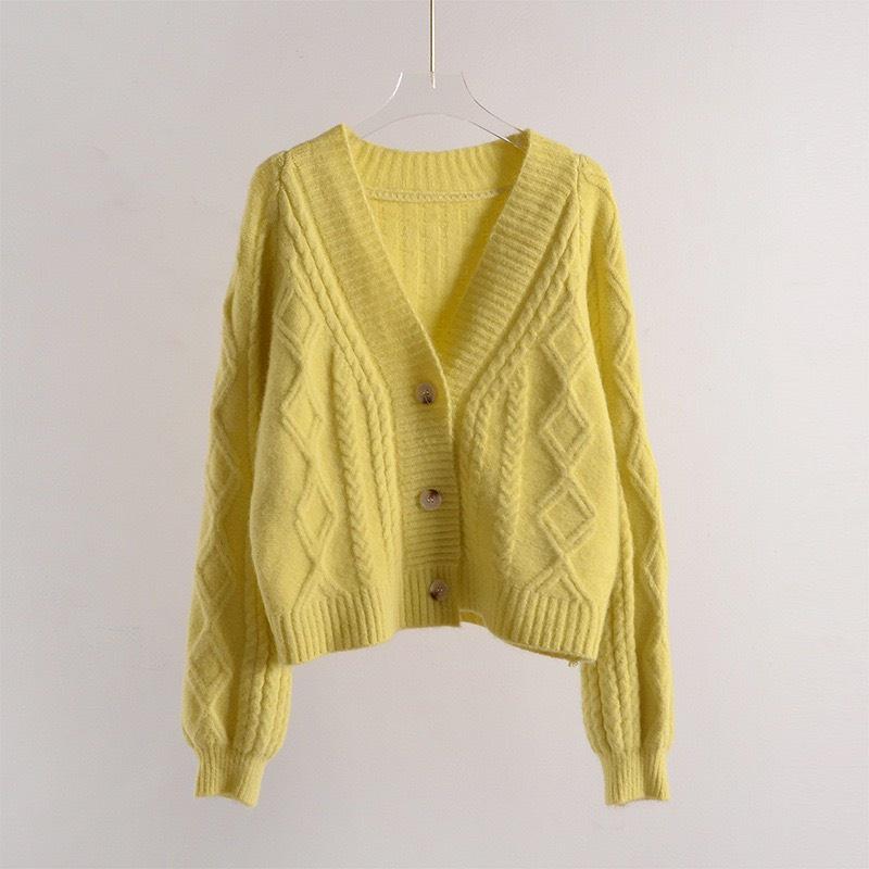 Hình ảnh Áo cardigan len, Áo khoác len nữ chất liệu len dệt kim mềm mịn, Dáng croptop hách dáng, trẻ trung, Cổ V dễ phối đồ phong cách thanh lịch