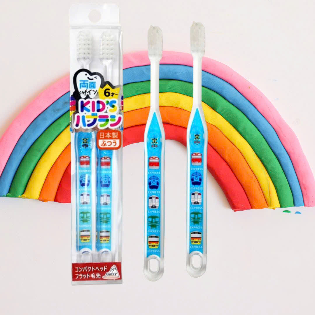 Set 2 Cây Bàn Chải Đánh Răng Cho Bé Từ 04~09 Tuổi Màu Xanh Xe Lửa RDK– 283D