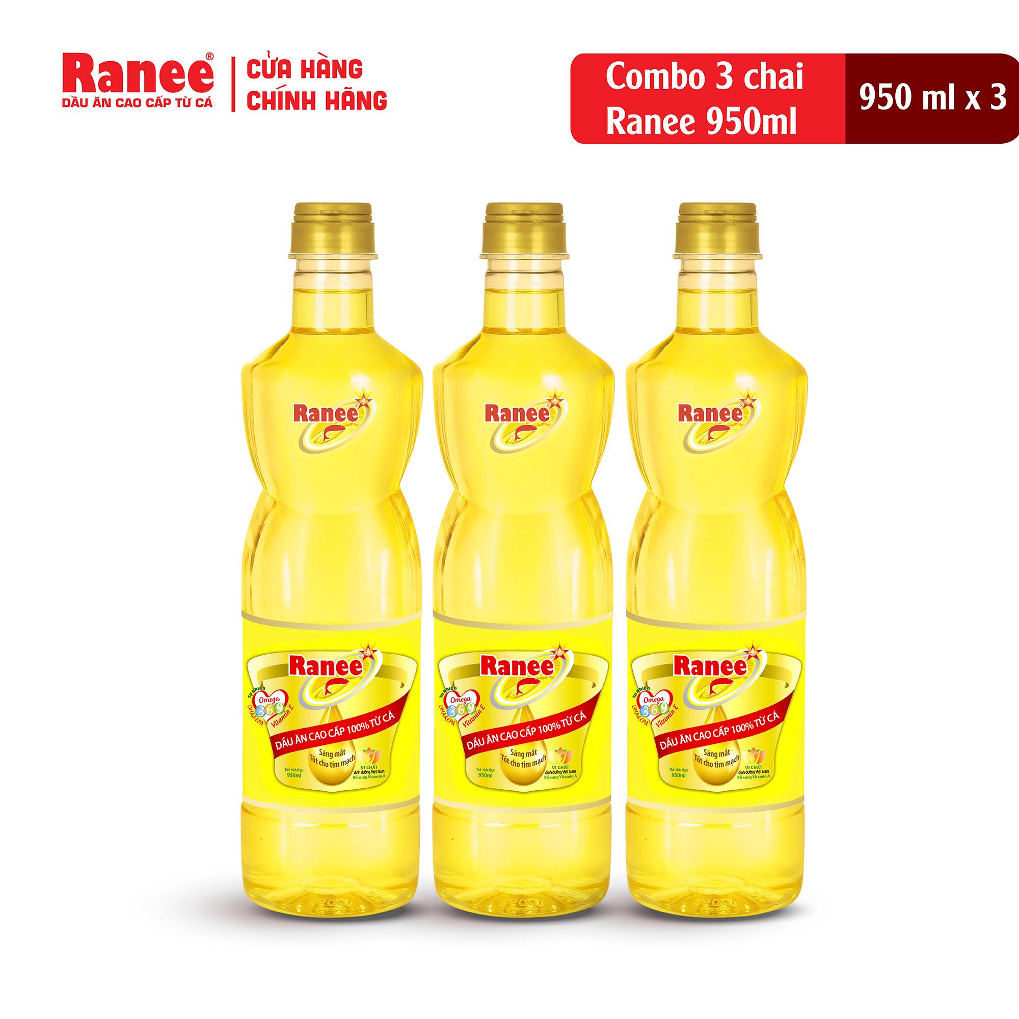 Combo 3 chai dầu ăn dinh dưỡng Ranee 950ml (950ml/chai x 3 chai)