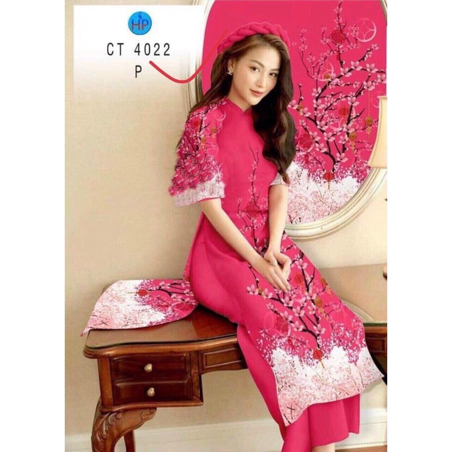 Set Bộ Áo Dài Lụa Hoa Đào Tây Hàng Thiết Kế Cực Sang Trọng Quý Phái - BY2119