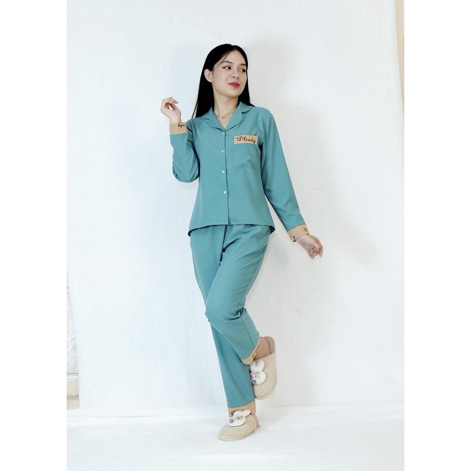 Bộ đồ bộ Pijama QUẦN DÀI TAY DÀI PHA CHỮ siêu lụa - Thoải Mái Nhẹ Nhàng co giãn nhẹ