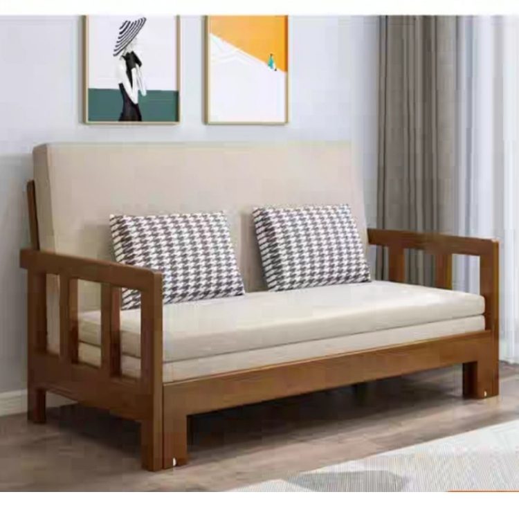 Ghế Giường Sofa Thông Minh, Ghế Gấp Kéo Thành Giường KT 1,28m x1,92 Gỗ Tự Nhiên Giá Tại Xưởng Tặng Bộ Đệm Gối Siêu Đẹp