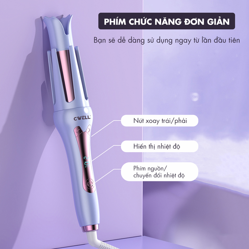 Máy uốn tóc tự động làm xoăn CWell cao cấp, chất liệu gốm sứ, đường kính 32mm