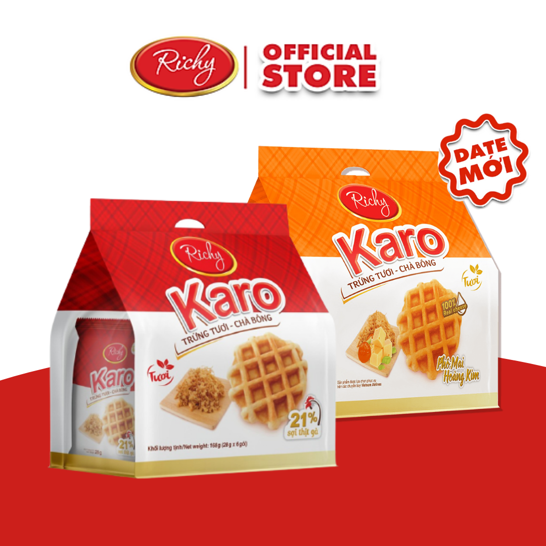 Combo Bánh Karo Phomai Hoàng Kim Và Sợi Gà Truyền Thống Richy Thơm Ngon