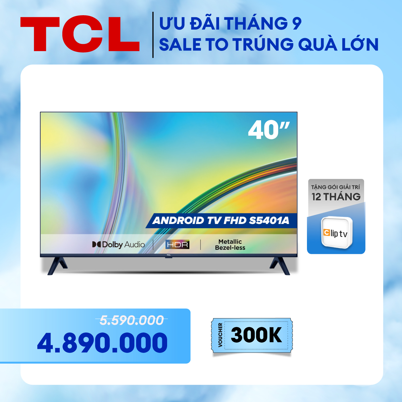 Android TV FHD TCL 40inch - 40S5401A - Smart TV - Hàng chính hãng - Bảo hành 2 năm - Nhà bán hàng tự giao