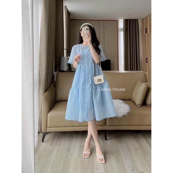 Váy bầu đầm bầu MAMADRESS thiết kế voan mềm 2 lớp cúc thật dùng đc cả SAU SINH cho con ti tiện lợi RẺ ĐẸP sang chảnh