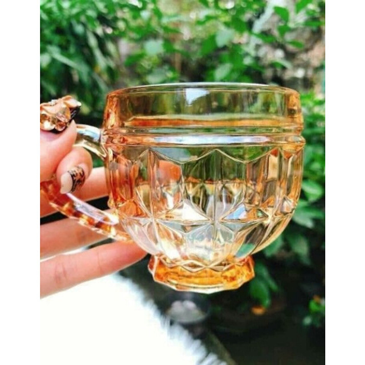 Bộ 6 cốc thuỷ tinh vàng bóng