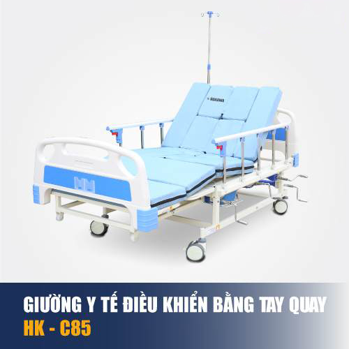 GIƯỜNG BỆNH Y TẾ ĐA NĂNG CAO CẤP ĐIỀU KHIỂN BẰNG TAY QUAY HAKAWA HK-C85 - HÀNG CHÍNH HÃNG