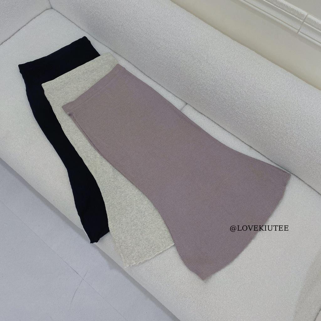 Chân váy dài đuôi cá Fishtail Ribbed Maxi Skirt LOVEKIUTEE