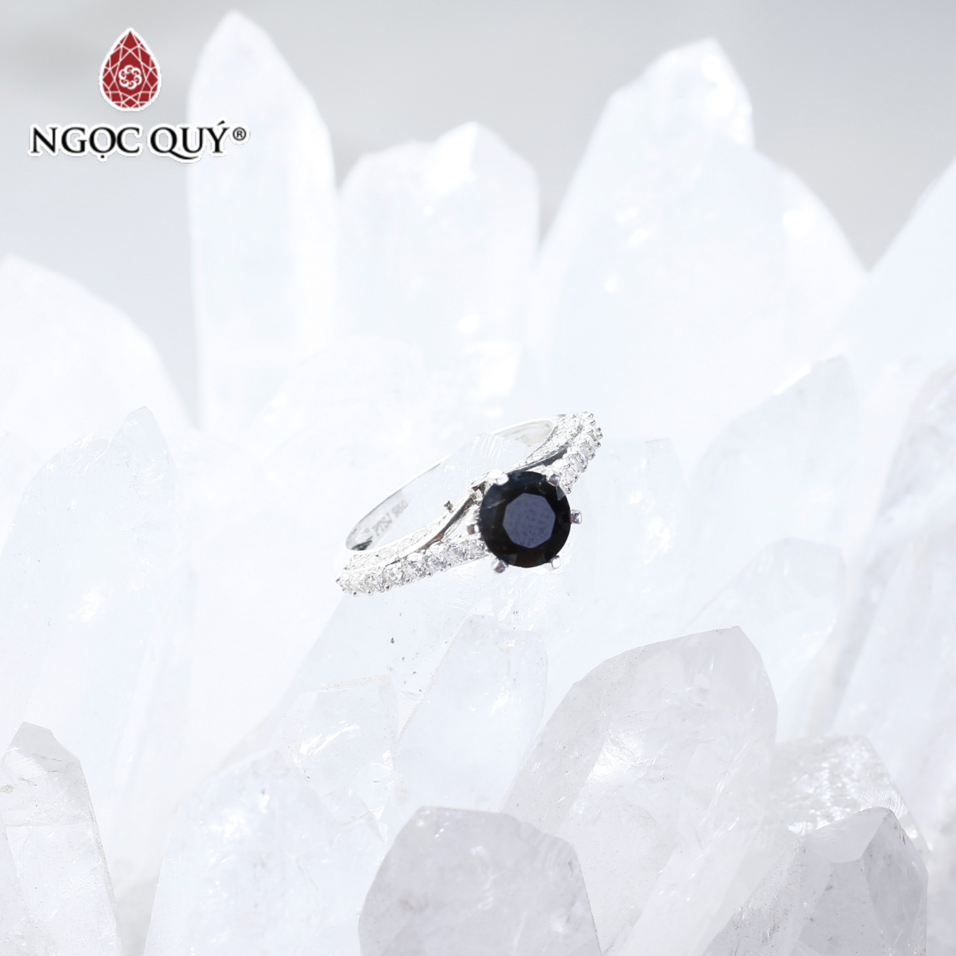 Nhẫn bạc nữ đá Sapphire mệnh thủy, mộc - Ngọc Quý Gemstones