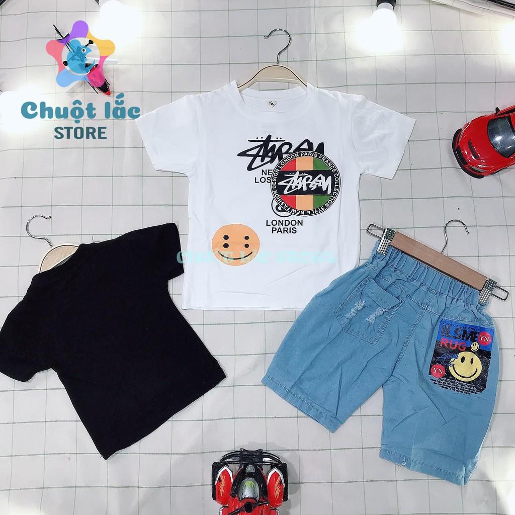 Sét bộ quần áo bé trai size đại kiểu chữ ký áo cotton quần jean cho bé từ 14kg đến 28kg