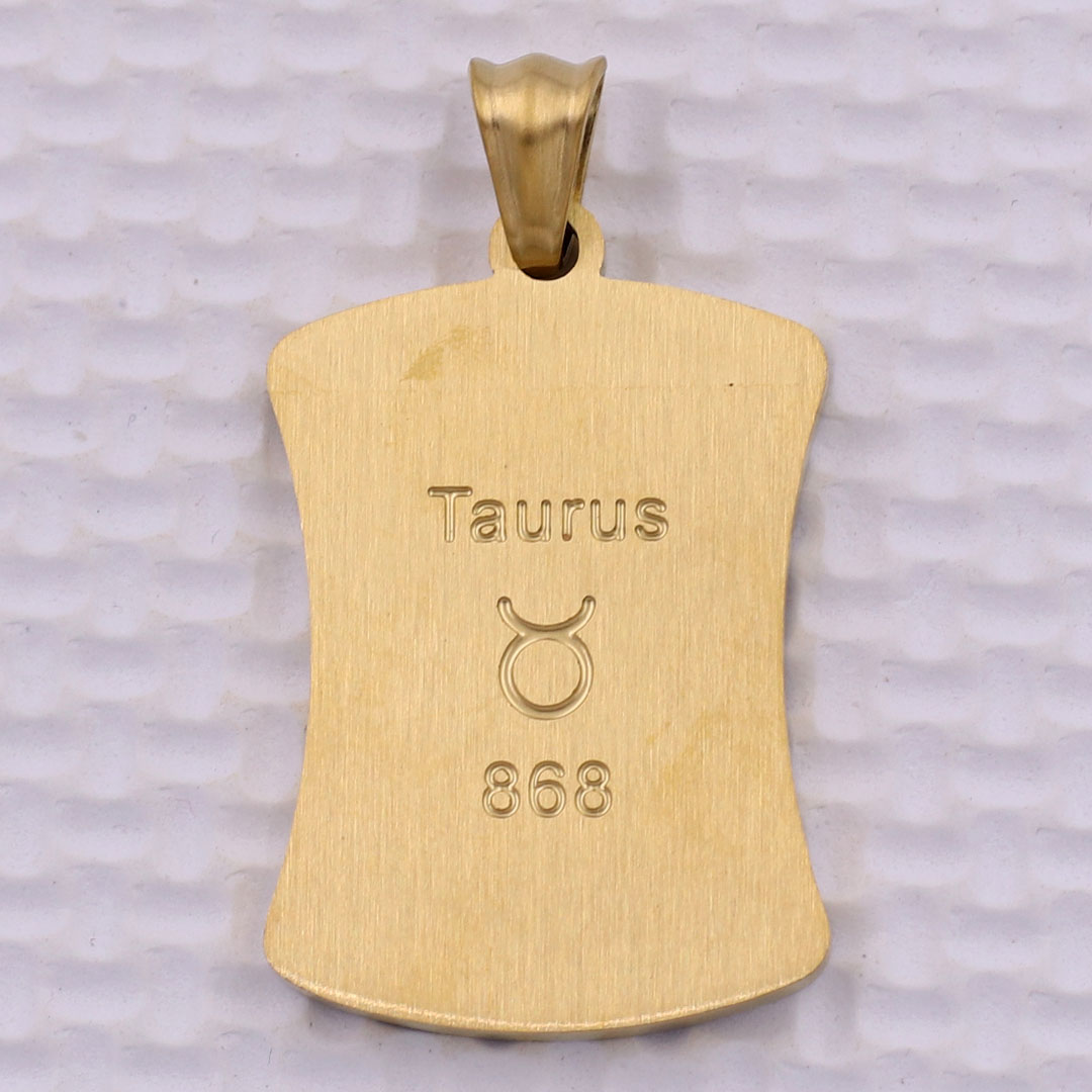 Mặt dây chuyền Kim Ngưu - Taurus inox vàng kèm vòng cổ dây chuyền inox vàng + móc inox, Cung hoàng đạo
