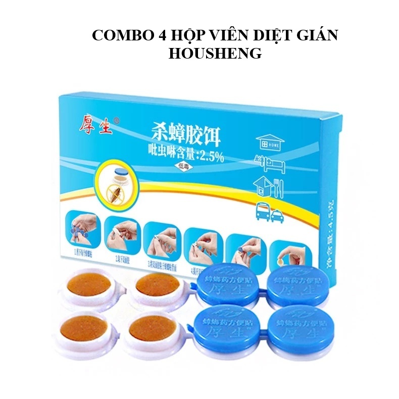 Combo 4 hộp thuốc diệt gián sinh học Housheng, diệt tận gốc tất cả các loại gián, hiệu quả, an toàn.