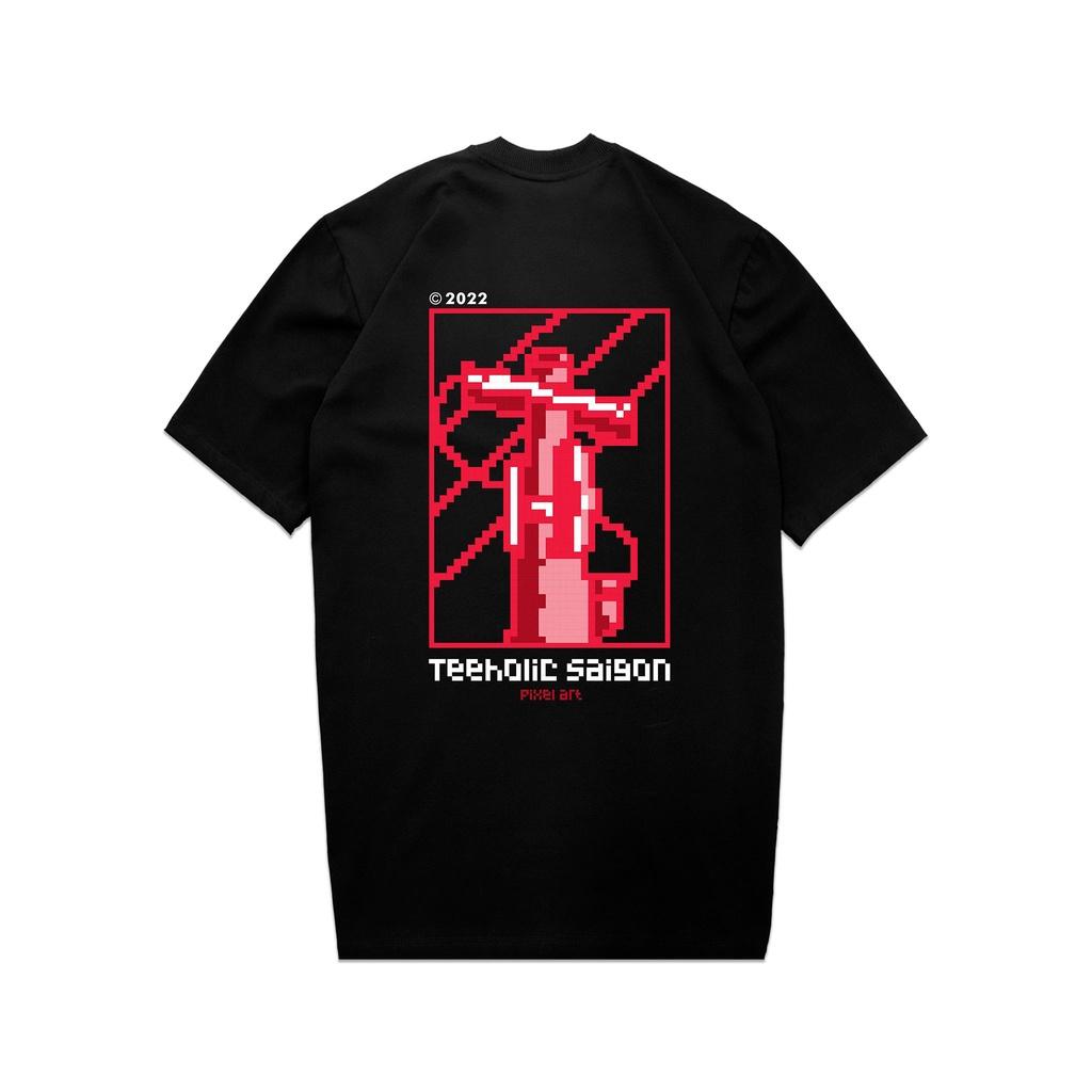 Áo Thun Unisex Form Rộng TeeHolic Logo THS Pixel Màu Đen - Trắng
