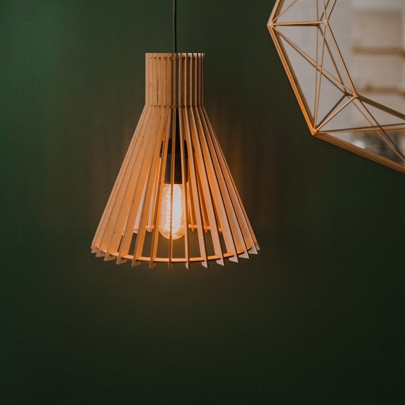 Đèn gỗ thả trần CAO CẤP hiện đại sang trọng chất liệu gỗ trang trí cho phòng khách nhà căn hộ decor nhà quán cafe