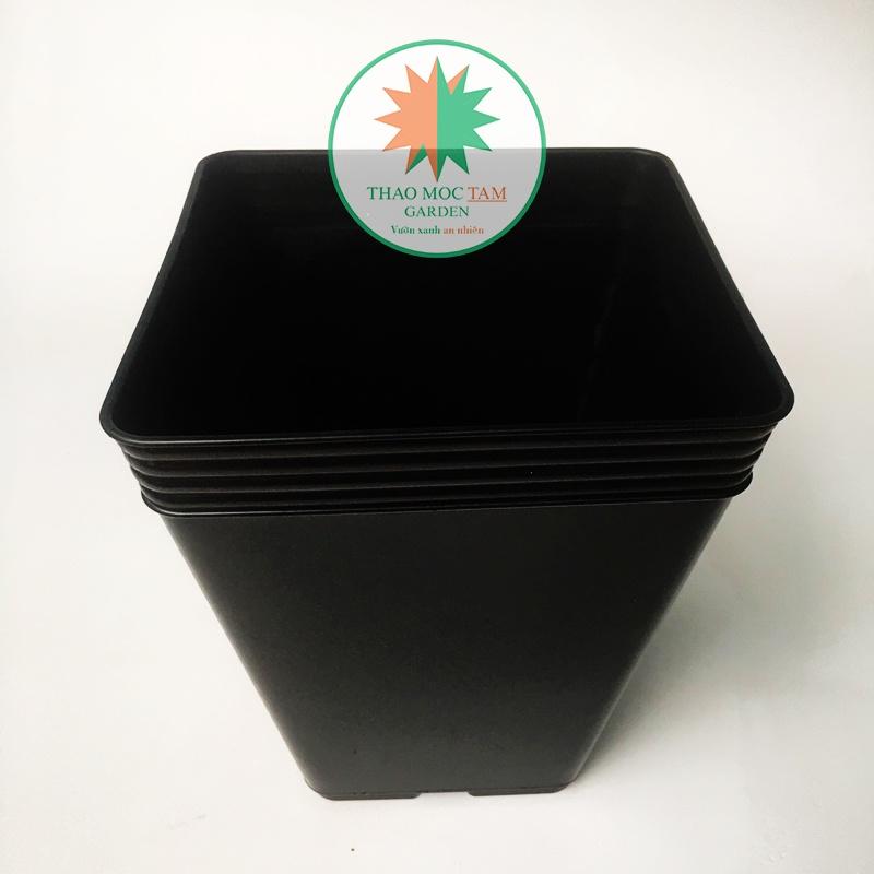 Bộ 05 Chậu Vuông Dày 28x33cm Trồng Hoa Hồng, Sung Mỹ, Cây Kiểng – Chất liệu nhựa PP, có độ dẻo chất lượng cao