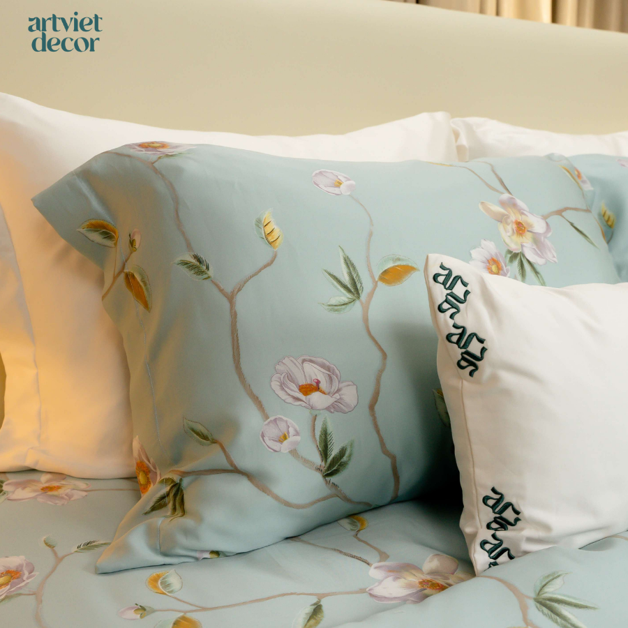 Bộ chăn ga gối Lụa tơ tằm Tiffany Blue - LM.LZ003