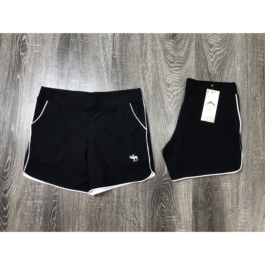 Quần đùi nữ cạp chun đen năng động vải co giãn tốt short thể thao kiểu trơn basic