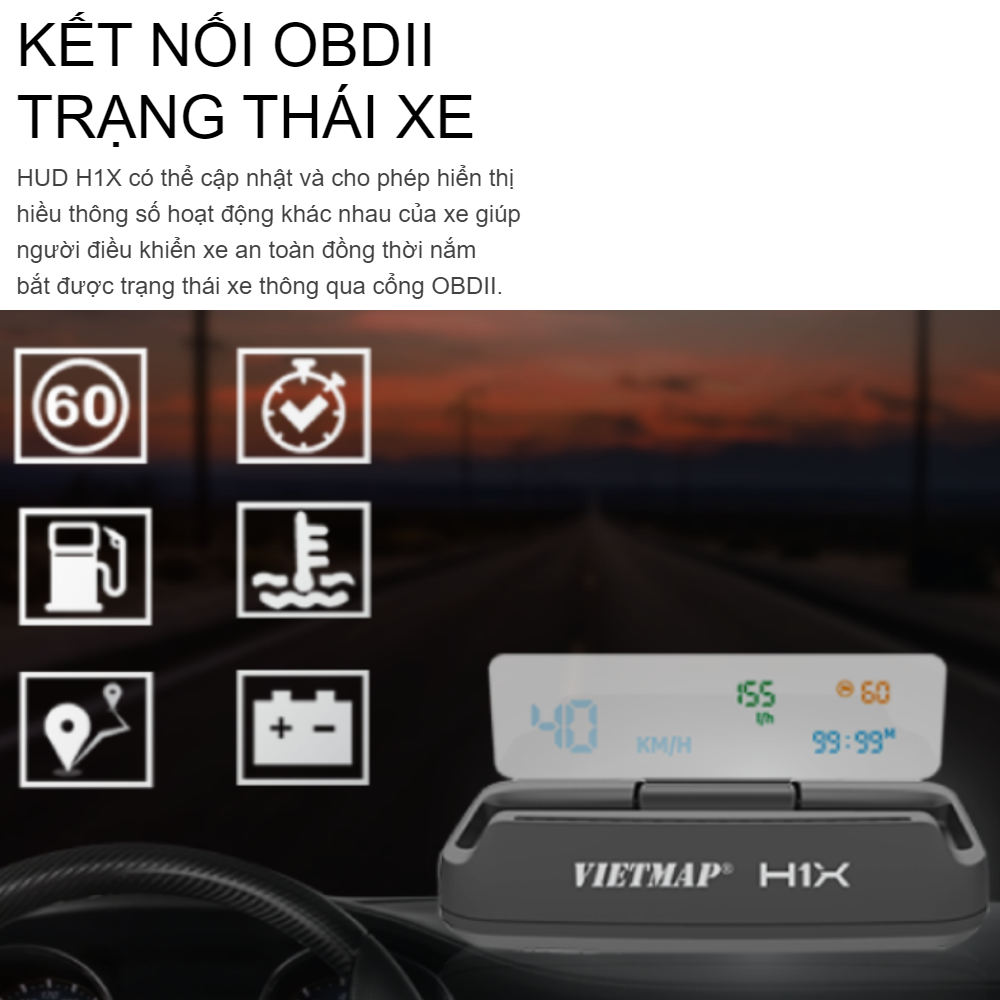 Màn Hình Hiển Thị HUD Vietmap H1X - Hàng Chính Hãng
