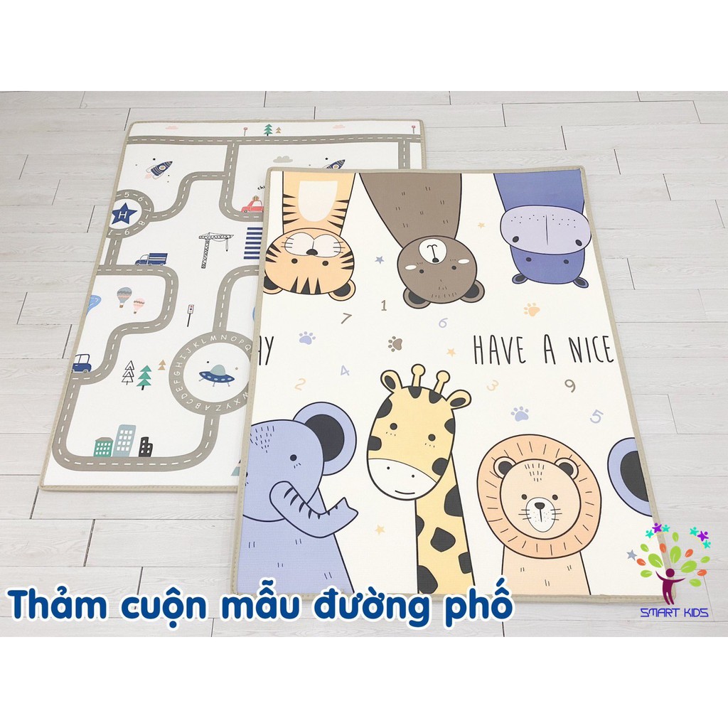 Thảm Chơi Cho Bé Thảm Xốp Gấp Gọn / Cuộn Tròn Umoo Trải Sàn Cho Bé Nằm Tập Bò dày 1.5cm