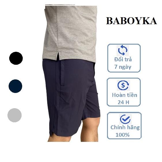 Quần Đùi Nam Chất Liệu Gió Dày Dặn Co Giãn Thoải Mái Logo In Cao Thành BABOYKA