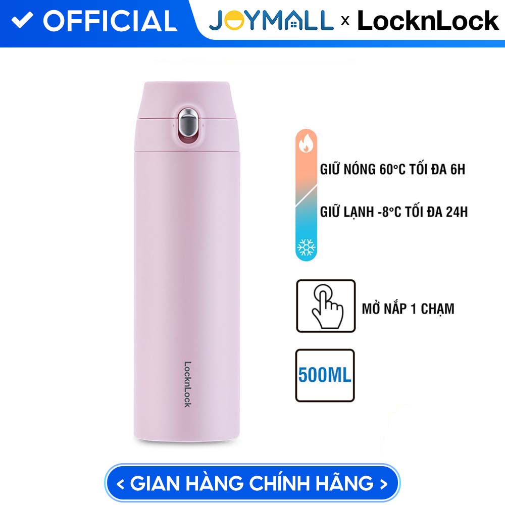 Bình Giữ Nhiệt LocknLock Featherlight One-touch Tumbler 500ml LHC3257WHT - Màu trắng