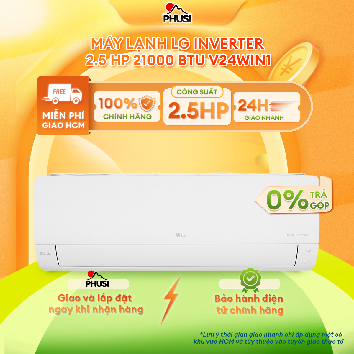 MÁY LẠNH LG INVERTER V24WIN1 2.5HP THÁI LAN - HÀNG CHÍNH HÃNG (CHỈ GIAO HCM)