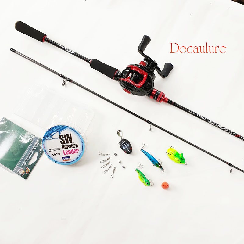 Bộ cần câu lure máy ngang + dây câu lure + bộ mồi lure B-lu-NG901