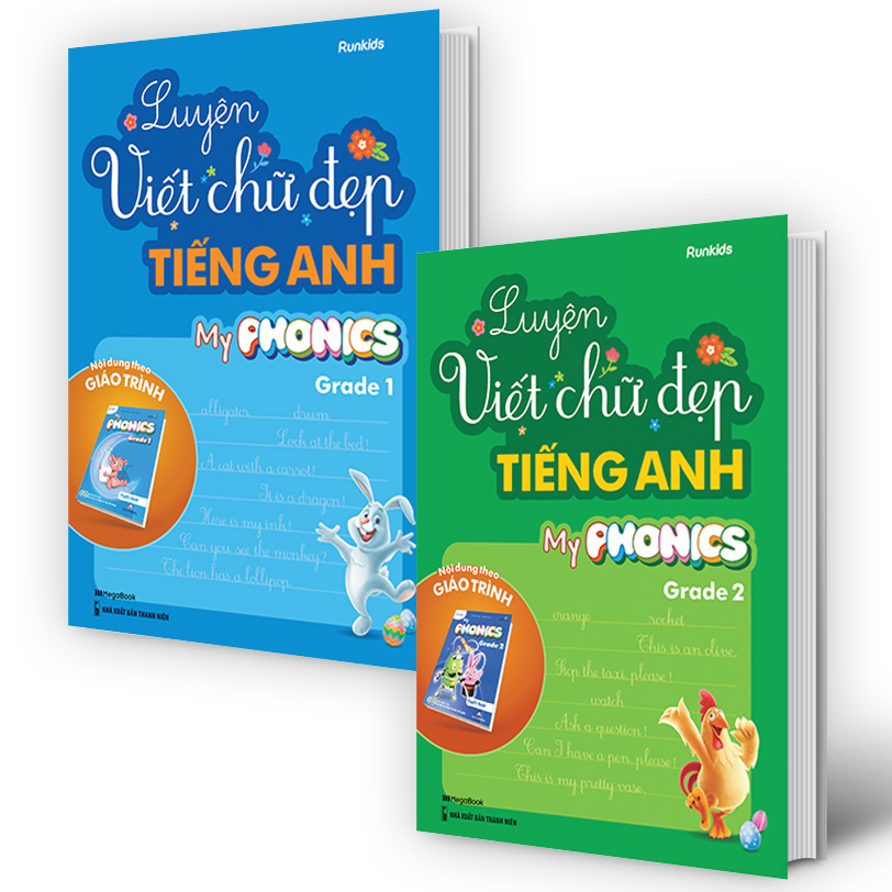 Combo Luyện viết chữ đẹp tiếng Anh My Phonics Grade 1, 2