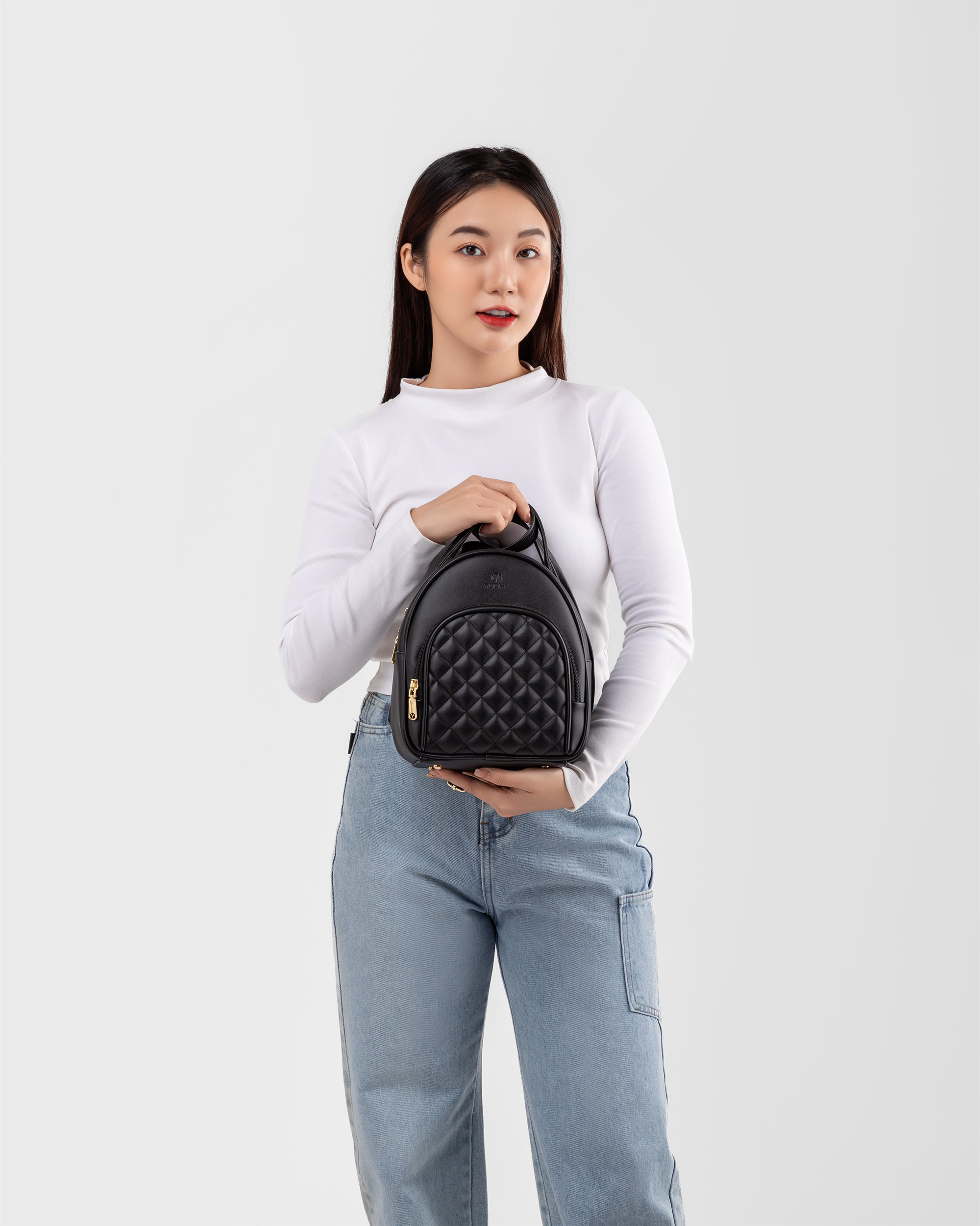 Balo nữ mini họa tiết trần chỉ hình thoi Yuumy Seasand YBA64