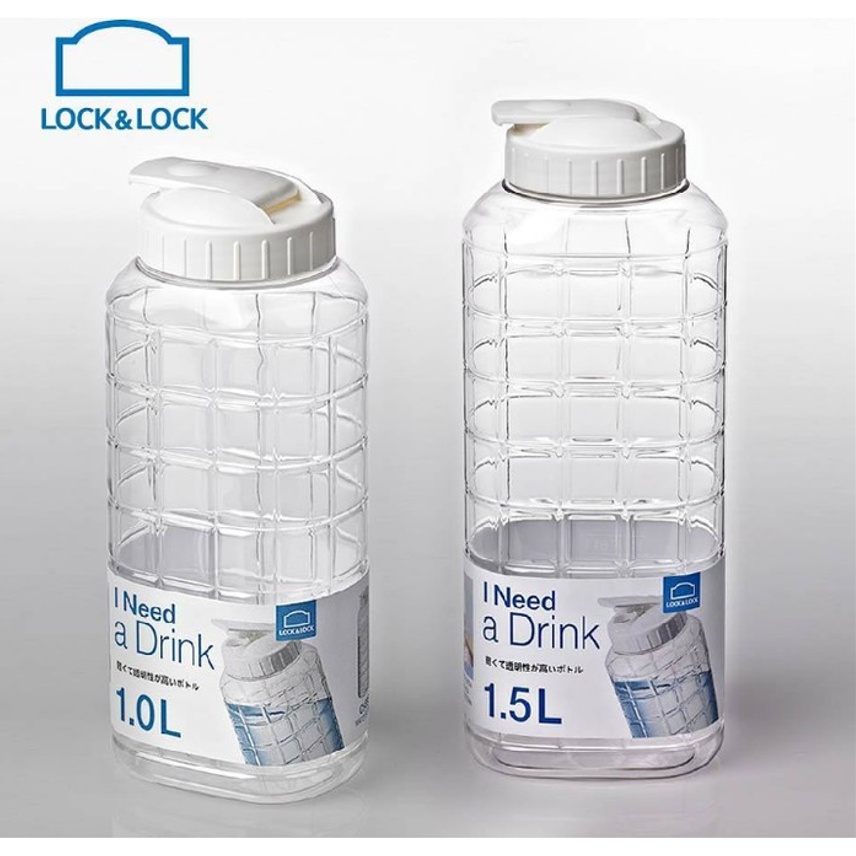 Bình nước nhựa LocknLock Jug 1L màu trắng HAP811WHT, Hàng chính hãng, độ bền cao, nút bật tiện lợi - JoyMall