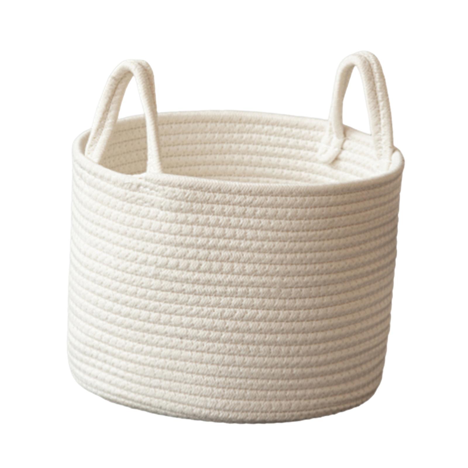 Woven Rope Storage Basket, Boho Storage Basket with Handles, Toys Clothes Organizer, Dirty Clothes Laundry Basket for Dorm, Bedroom, Utility Room