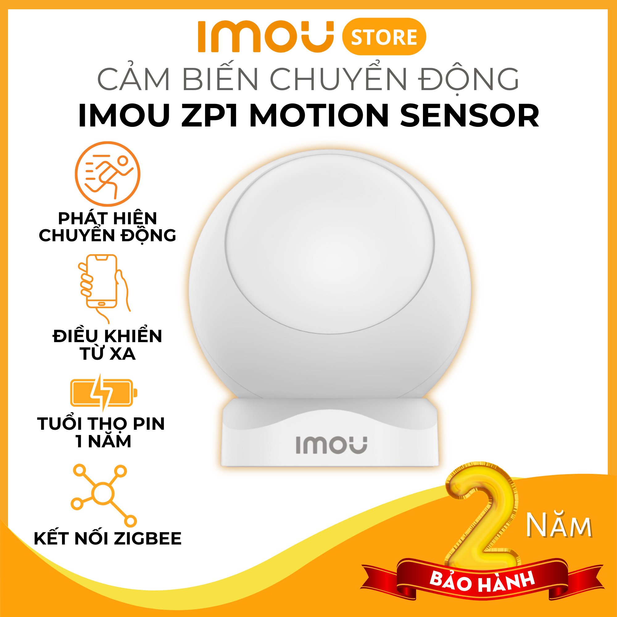 Cảm biến chuyển động Imou Motion Sensor ZP1 - Phát hiện chuyển động con người, Tạo tự động bật tắt đèn hoặc báo động, kết nối app Imou - Hàng chính hãng