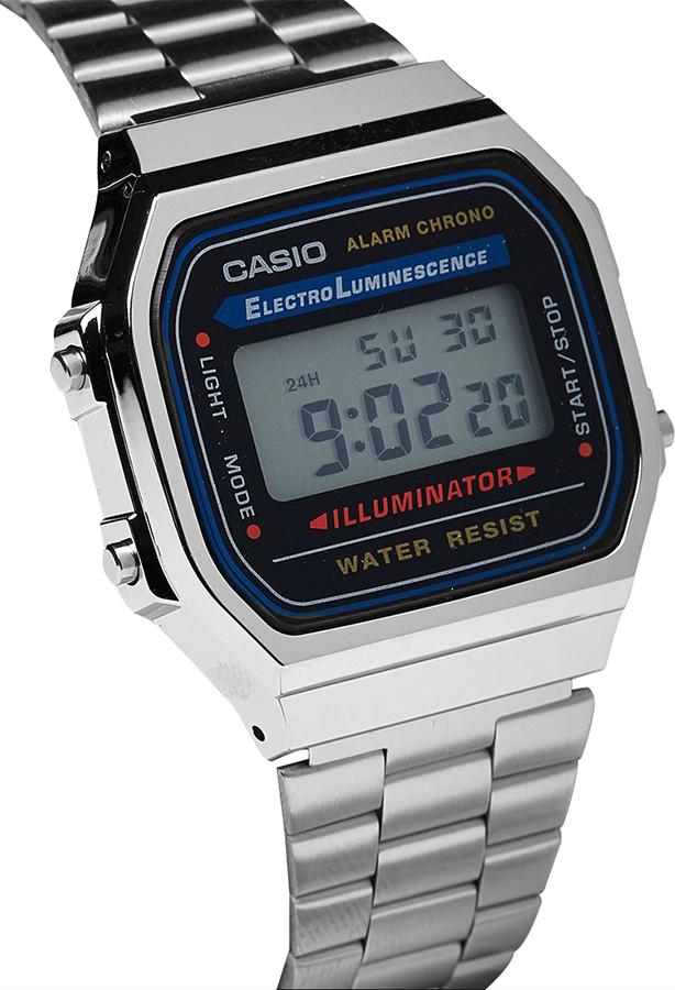 Đồng Hồ Nam Dây Thép Không Gỉ Casio A168WA-1WDF - Đen