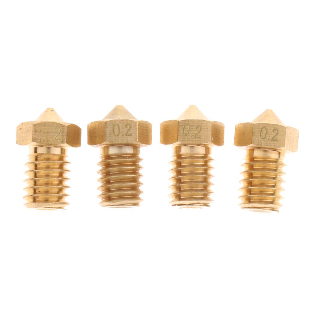 4Pcs 0.2mm 3D Printer Extruder Nozzle Printhead Brass Copper For 1.75mm Filament