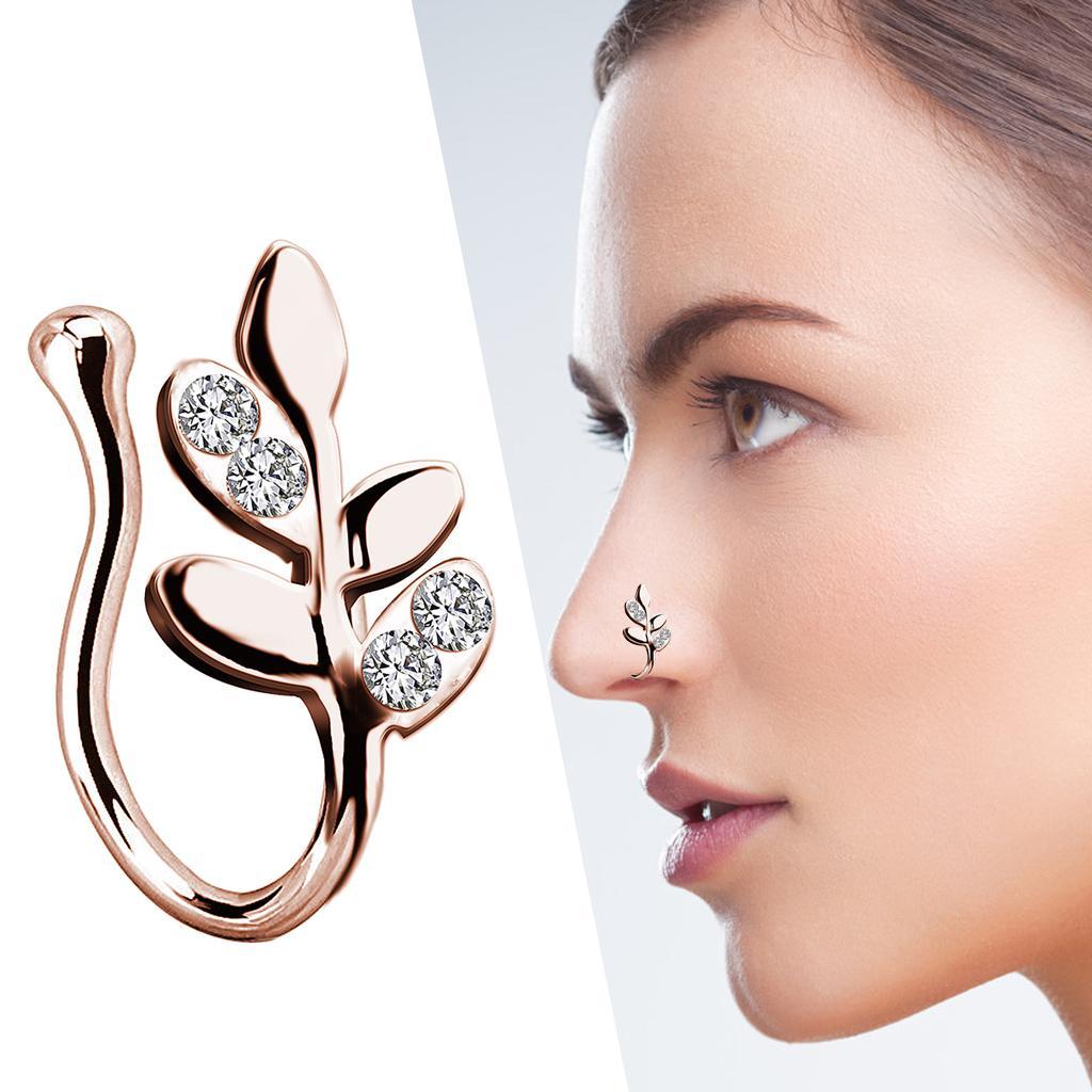 2x Fake Nose Rings 18G Body Piercing Jewelry Non Pierced Rose Gold Silver
