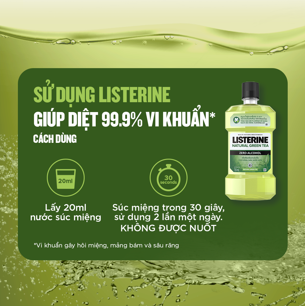 Bộ 2 Chai Nước Súc Miệng Listerine Trà Xanh 750mlx2