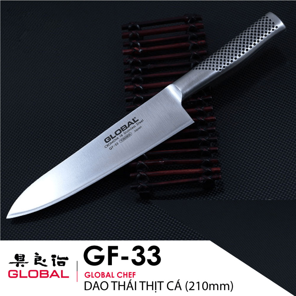 Dao bếp Nhật cao cấp Global GF33 Chef - Dao thái thịt cá (210mm) - Dao bếp Nhật chính hãng