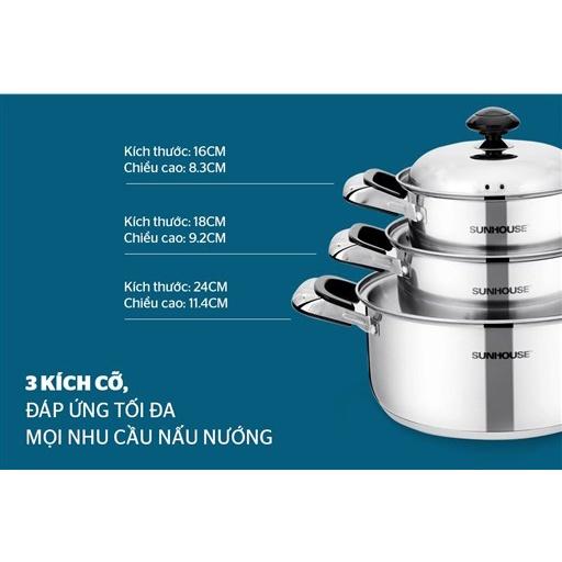 BỘ NỒI INOX 3 ĐÁY SH333