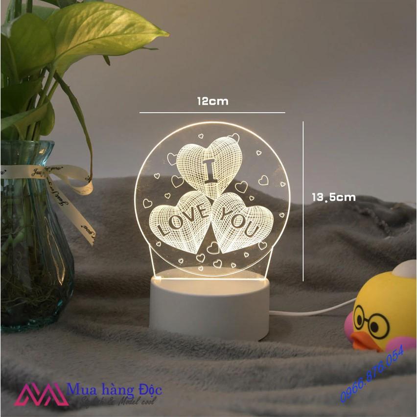 Quà Tặng Đèn ngủ sáng tạo led 3D chúc ngủ ngon cắm điện