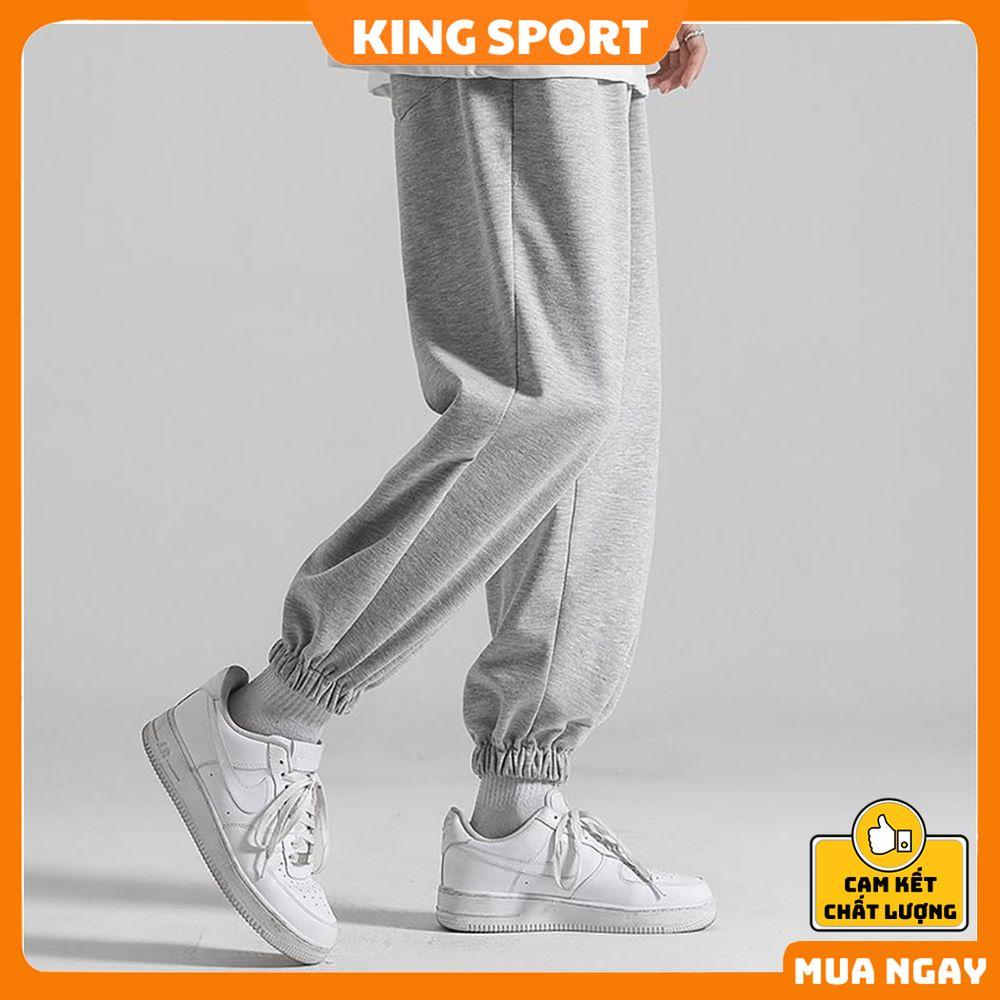 Quần nỉ nam nữ jogger ống rộng unisex bo gấu dáng thể thao suông basic chất nỉ da cá cao cấp KING SPORT