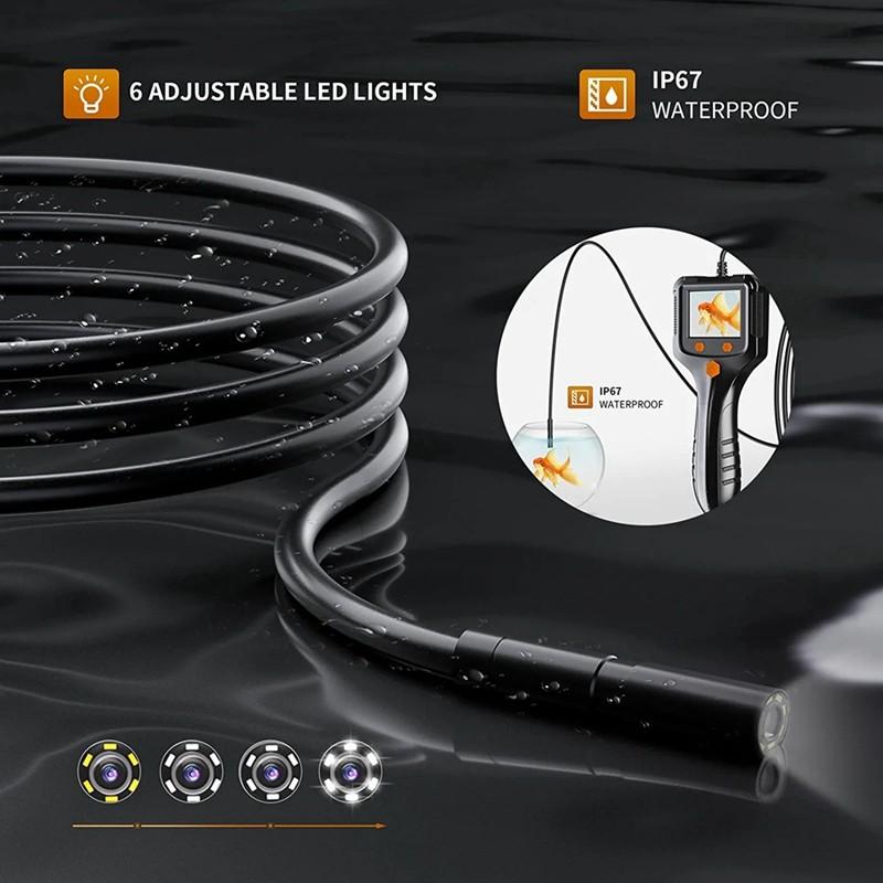 Công Nghiệp Camera Nội Soi 2.4 ''Màn Hình IPS HD1080P 10 Mét Cứng Cáp Ống Cống Kiểm Tra Borescope IP68 Chống Nước 2600mA