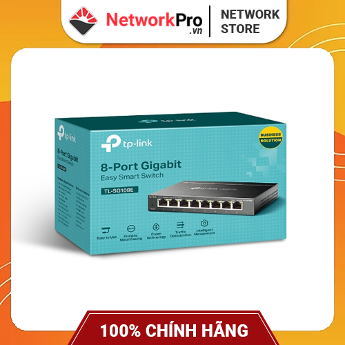 Switch TP-Link TL-SG108E Gigabit Hàng Chính Hãng - 8 cổng RJ45 10/100/1000Mbps, Vỏ Kim Loại