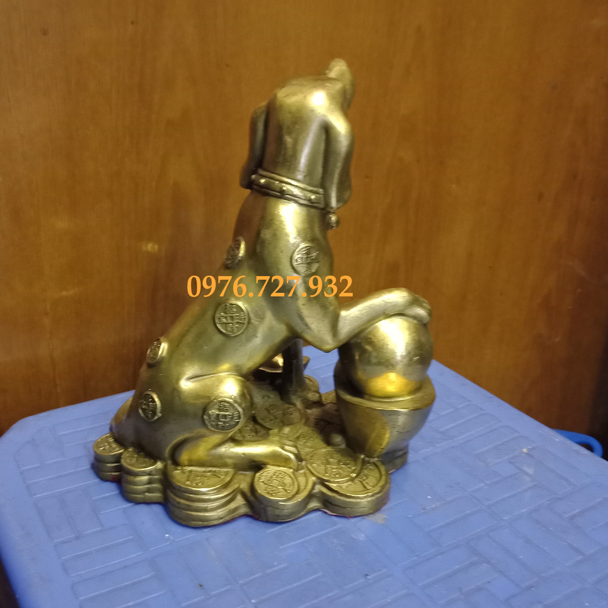 Tượng chó bằng đồng cao 18cm, chó phong thủy, chó bằng đồng