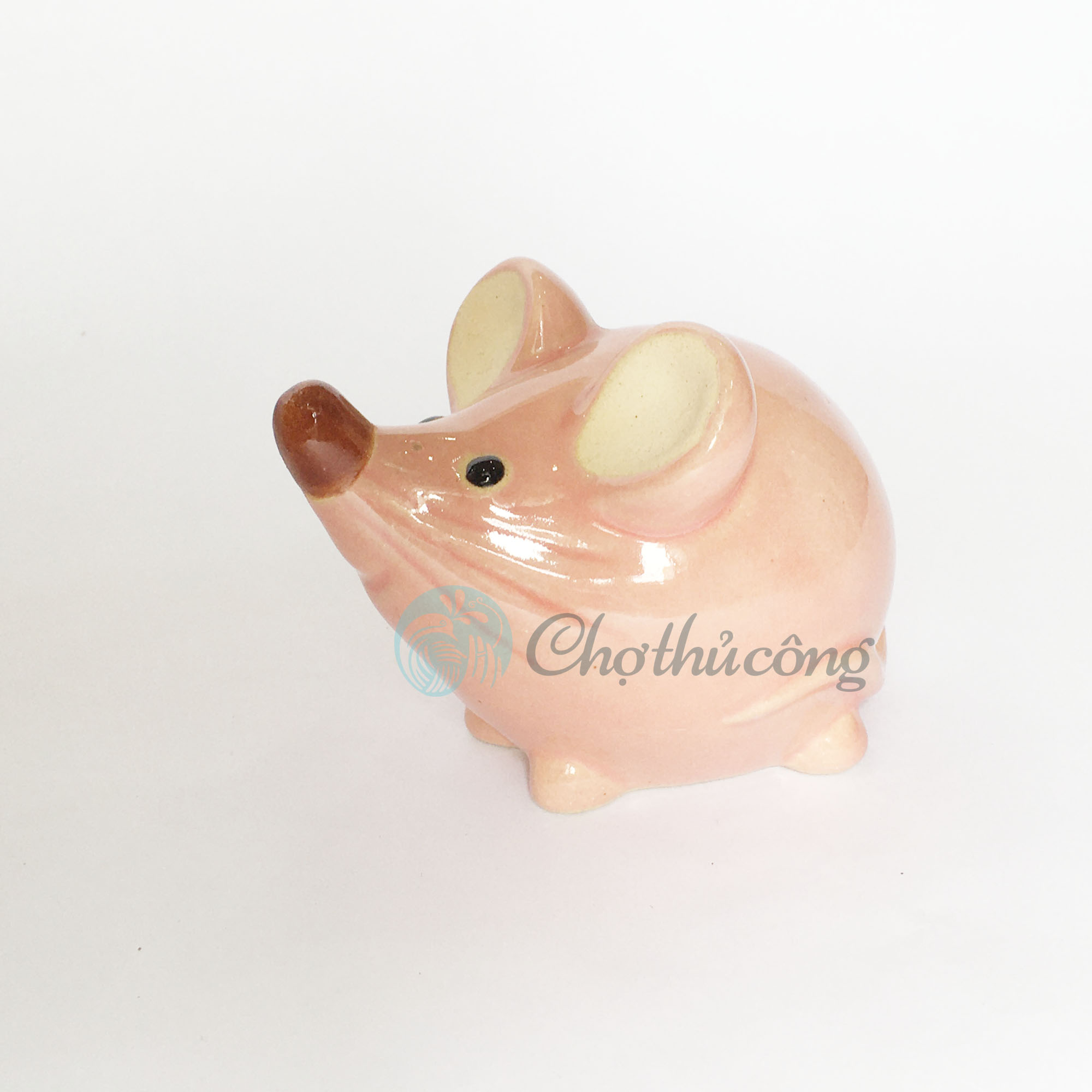 Chú Chuột gốm sứ tráng men mini - Tượng gốm xinh xắn trang trí vườn, thú gốm decor vintage