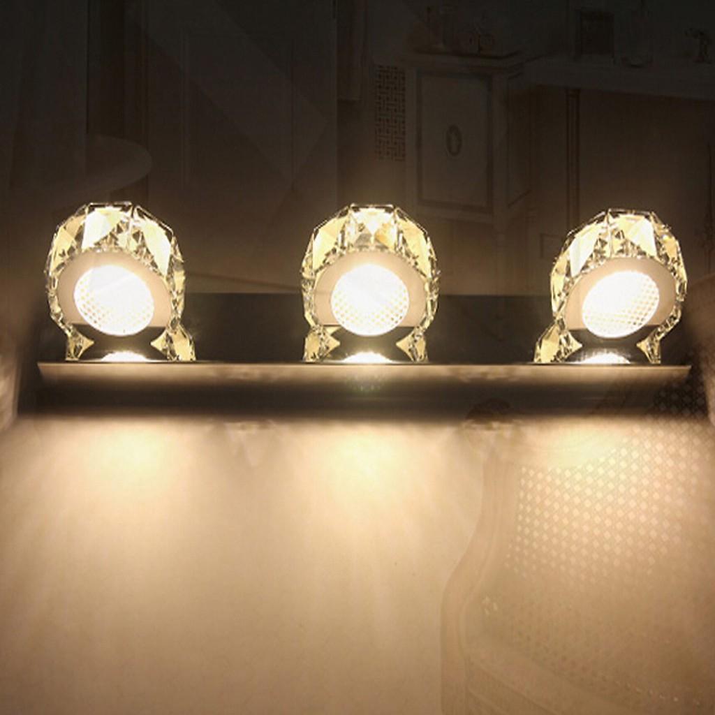Đèn gắn tường trang trí rọi gương thiết kế hiện đại 3 hình tròn bọc pha lê 3 chế độ màu ánh sáng RG-717