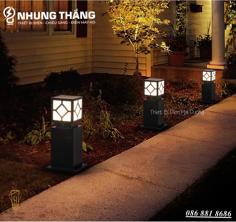 Đèn Cột Sân Vườn DSV-1165 Chống Nước - Chiều Cao 45cm - Cắm Điện Và Dùng Năng Lượng Mặt Trời-Có Khiển- K èm Bóng Led - Có Video