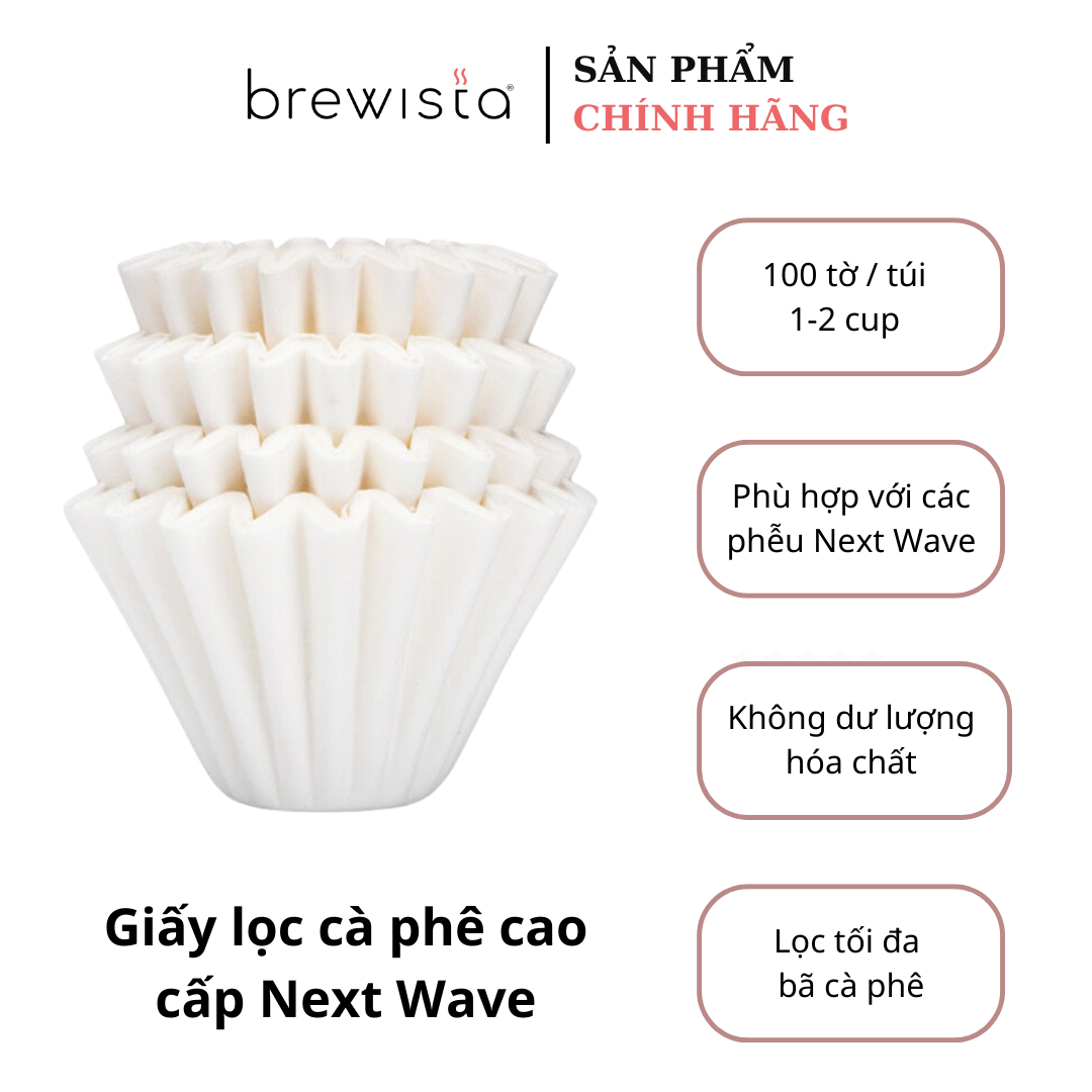 Giấy lọc Cà Phê cao cấp NEXT WAVE Original White Paper Filter for 1~2cups-Economy Pack(100 cái / túi)- Chính hãng Brewista